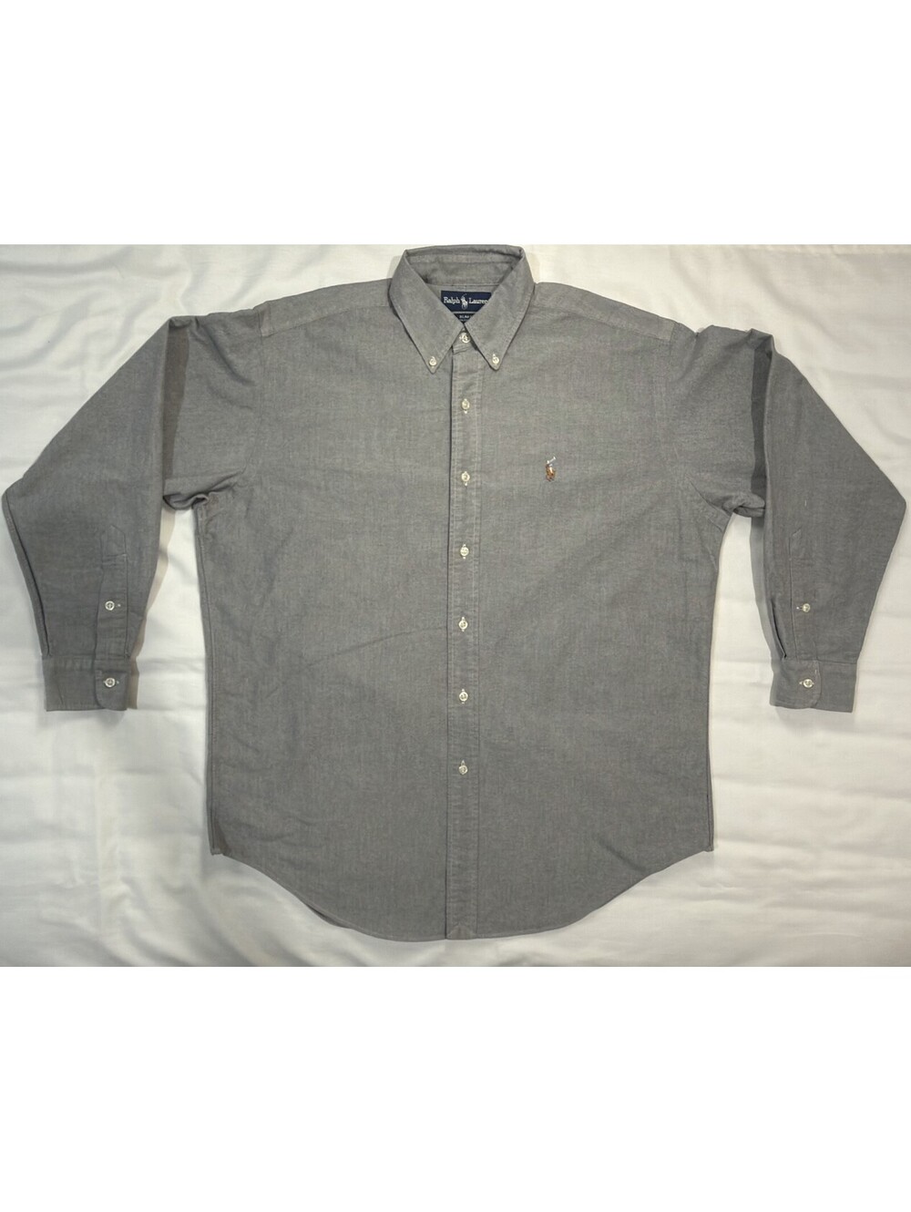 Vintage Ralph Lauren Blake Men's M Gray Button Down Dress Shirt Long Sleeve